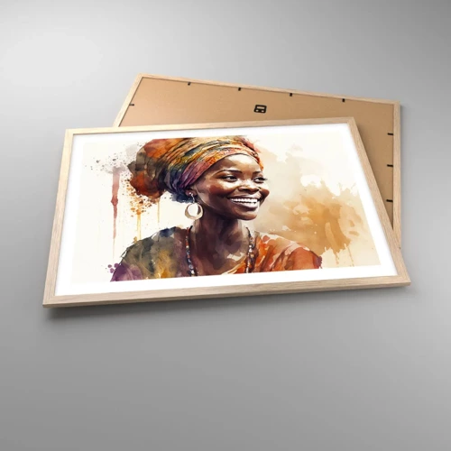 Poster în ramă de stejar deschis - Regina africană - 70x50 cm