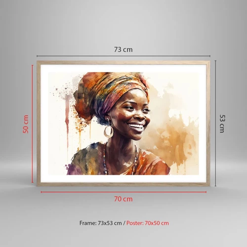 Poster în ramă de stejar deschis - Regina africană - 70x50 cm