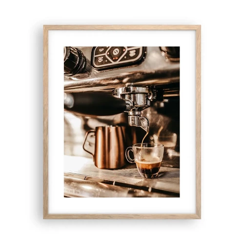 Poster în ramă de stejar deschis - Strălucirea cafelei - 40x50 cm