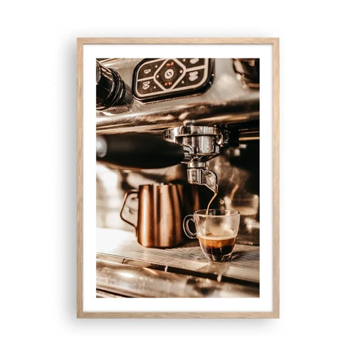 Poster în ramă de stejar deschis - Strălucirea cafelei - 50x70 cm