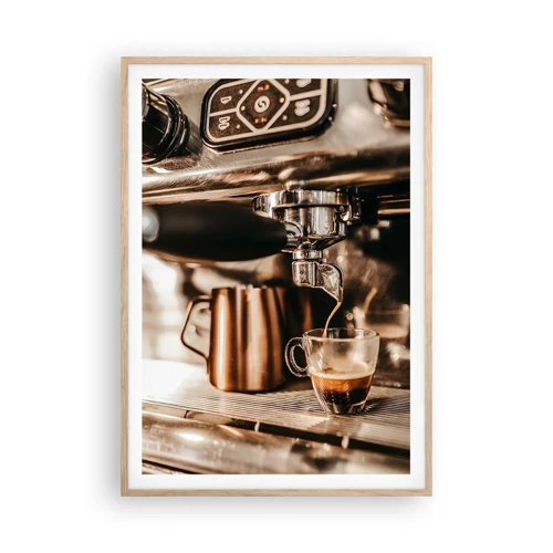 Poster în ramă de stejar deschis - Strălucirea cafelei - 70x100 cm