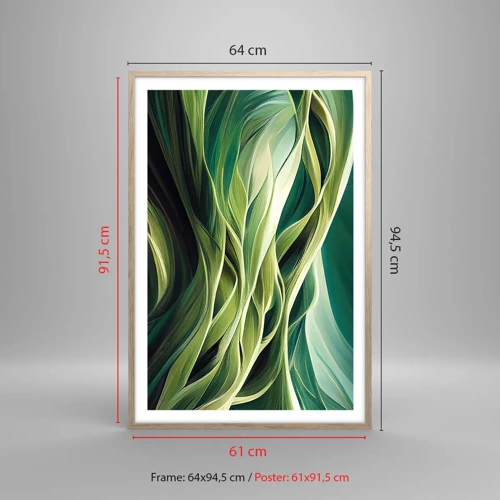 Poster în ramă de stejar deschis - Un joc abstract de verde - 61x91 cm