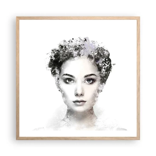 Poster în ramă de stejar deschis - Un portret extrem de elegant - 60x60 cm