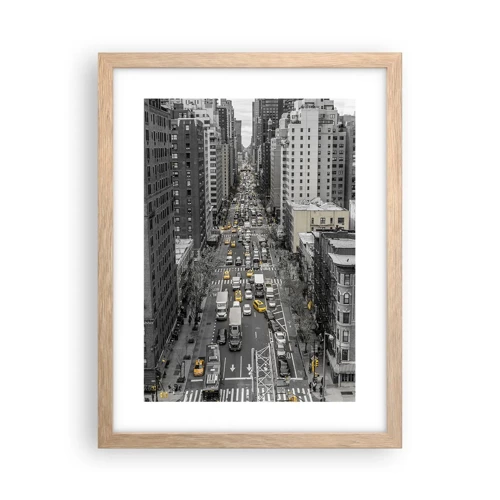 Poster în ramă de stejar deschis - Viața în New York - 30x40 cm