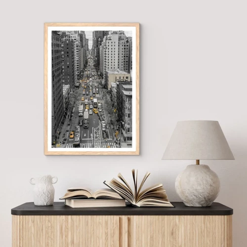 Poster în ramă de stejar deschis - Viața în New York - 30x40 cm