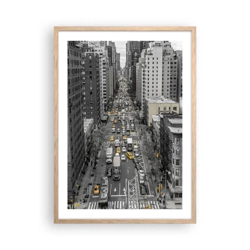 Poster în ramă de stejar deschis - Viața în New York - 50x70 cm