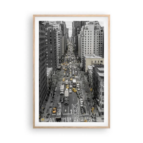 Poster în ramă de stejar deschis - Viața în New York - 61x91 cm