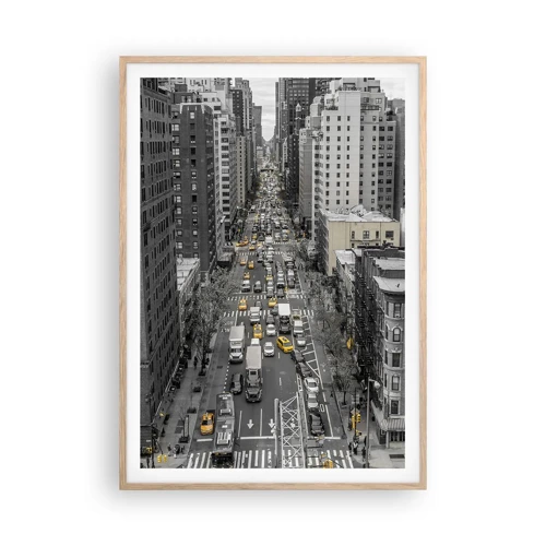 Poster în ramă de stejar deschis - Viața în New York - 70x100 cm