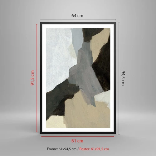 Poster în ramă neagră - Abstracție: despărțirile griului - 61x91 cm