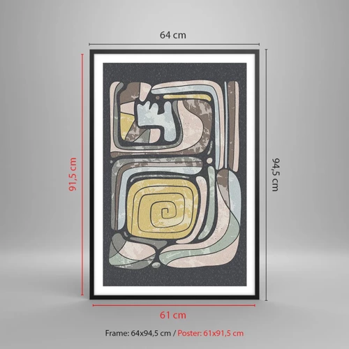 Poster în ramă neagră - Abstracție în spirit precolumbian - 61x91 cm