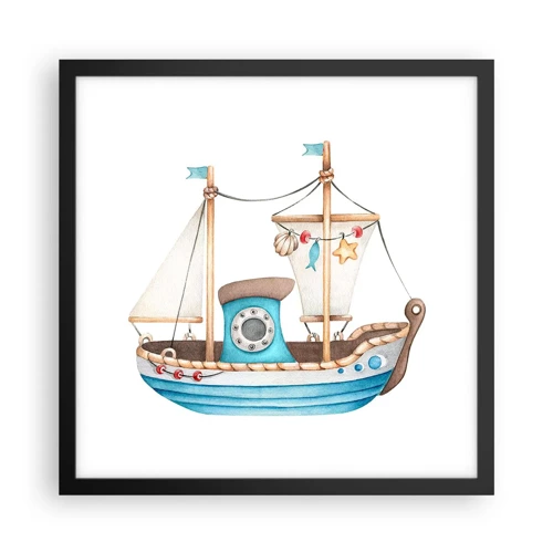 Poster în ramă neagră - Ahoy aventura! - 40x40 cm