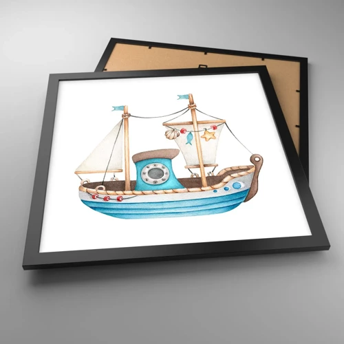 Poster în ramă neagră - Ahoy aventura! - 40x40 cm