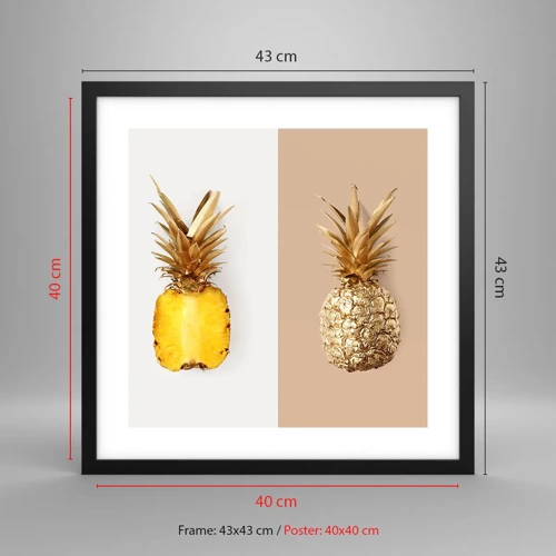 Poster în ramă neagră - Ananas de împărțit - 40x40 cm