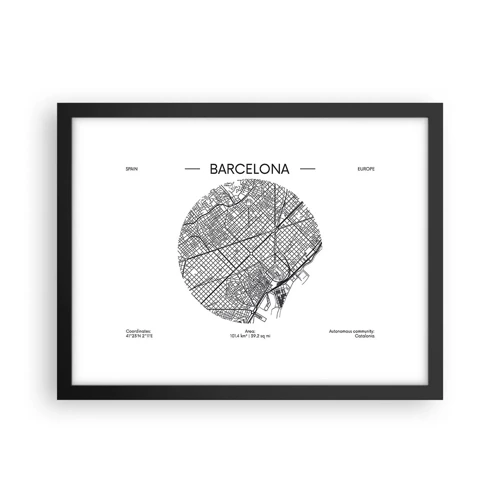 Poster în ramă neagră - Anatomia Barcelonei - 40x30 cm