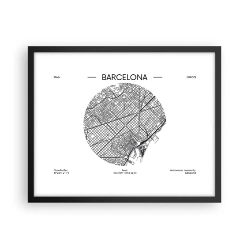 Poster în ramă neagră - Anatomia Barcelonei - 50x40 cm