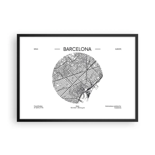 Poster în ramă neagră - Anatomia Barcelonei - 70x50 cm