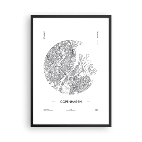 Poster în ramă neagră - Anatomia Copenhagăi - 50x70 cm