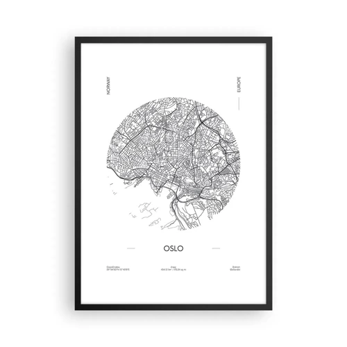 Poster în ramă neagră - Anatomia Oslo - 50x70 cm