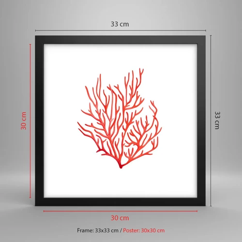 Poster în ramă neagră - Coral filigranat - 30x30 cm