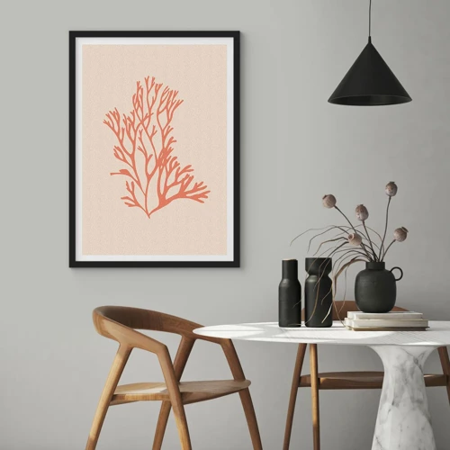 Poster în ramă neagră - Coral filigranat - 50x70 cm