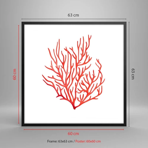 Poster în ramă neagră - Coral filigranat - 60x60 cm