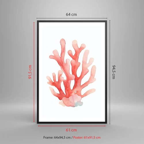 Poster în ramă neagră - Culoare de coral - 61x91 cm