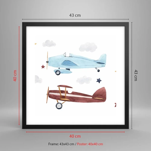 Poster în ramă neagră - Domnule Pilot, vă așteptăm! - 40x40 cm