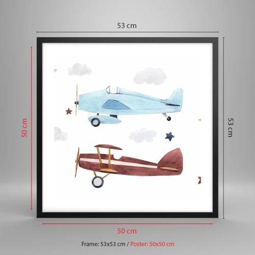 Poster în ramă neagră - Domnule Pilot, vă așteptăm! - 50x50 cm