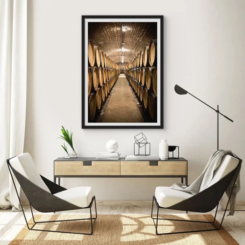 Poster în ramă neagră - În pivniță de vin - 50x70 cm