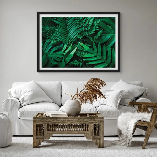 Poster în ramă neagră - Înfășurate în verde - 100x70 cm