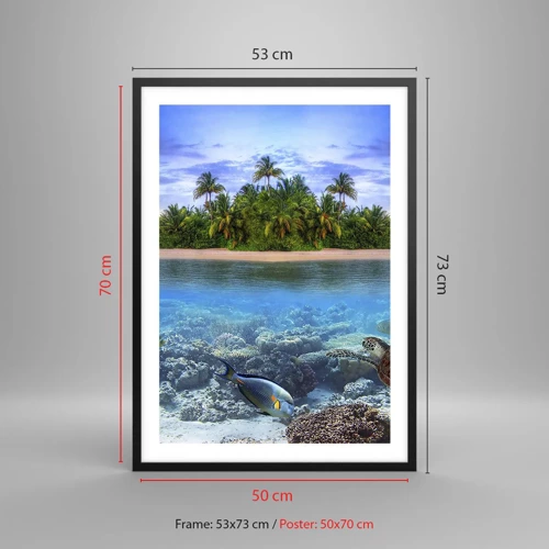 Poster în ramă neagră - Insula paradisiacă vă invită - 50x70 cm