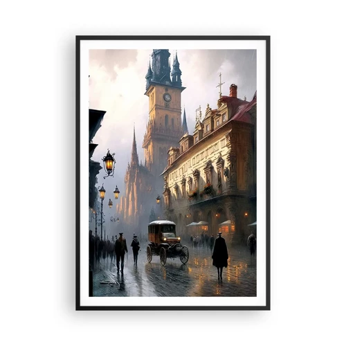 Poster în ramă neagră - Magia unei seri la Praga - 70x100 cm