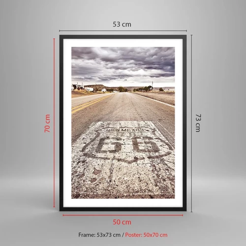 Poster în ramă neagră - Mother Road - o legendă americană - 50x70 cm