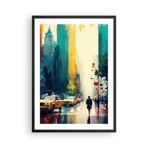 Poster în ramă neagră - New York - aici și ploaia este colorată - 50x70 cm