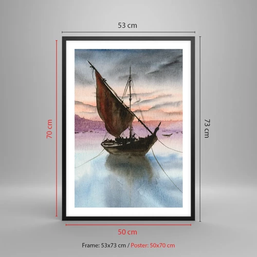 Poster în ramă neagră - O seară în port - 50x70 cm