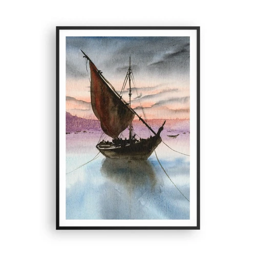 Poster în ramă neagră - O seară în port - 70x100 cm