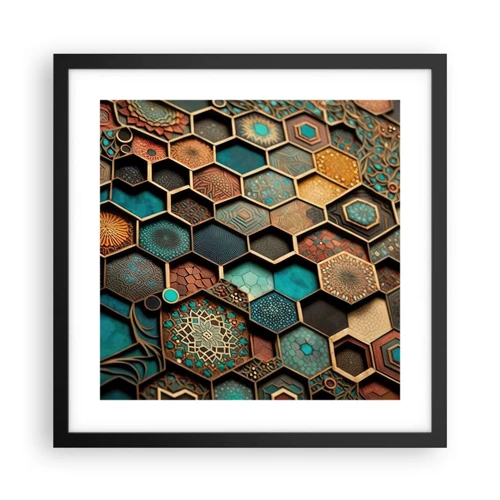 Poster în ramă neagră - Ornamente arabe - o variație - 40x40 cm