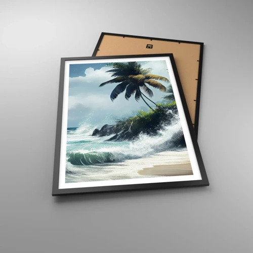 Poster în ramă neagră - Pe un țărm tropical - 50x70 cm