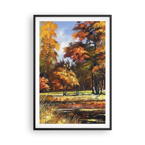 Poster în ramă neagră - Peisaj în aur și bronz - 61x91 cm