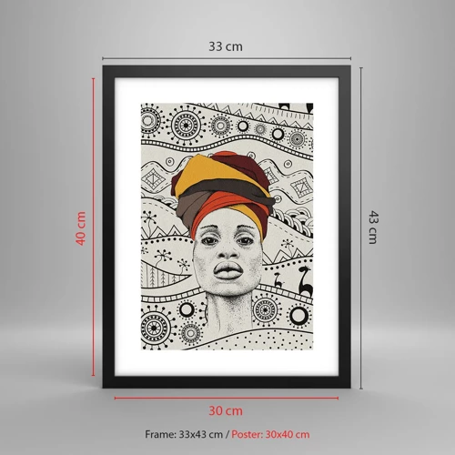 Poster în ramă neagră - Portret african - 30x40 cm