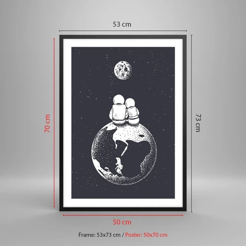 Poster în ramă neagră - Poveste cosmică de dragoste - 50x70 cm