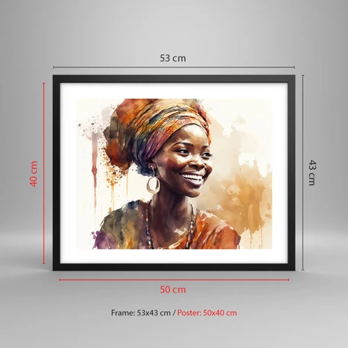 Poster în ramă neagră - Regina africană - 50x40 cm