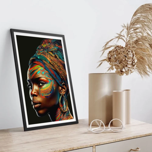 Poster în ramă neagră - Regina africană - 50x70 cm