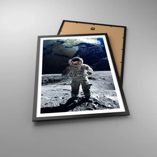 Poster în ramă neagră - Salutări de pe Lună - 50x70 cm