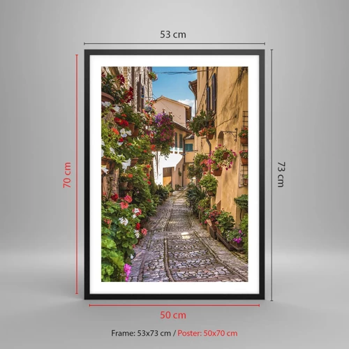 Poster în ramă neagră - Străduță italiană - 50x70 cm