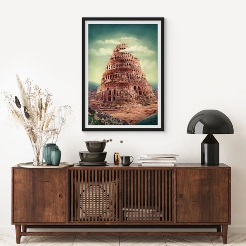 Poster în ramă neagră - Turnul Babel - 50x70 cm