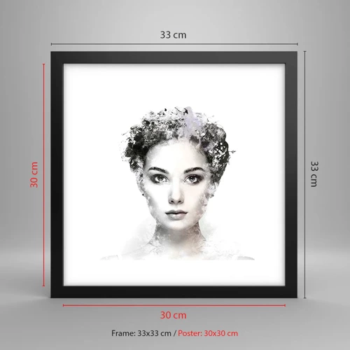 Poster în ramă neagră - Un portret extrem de elegant - 30x30 cm