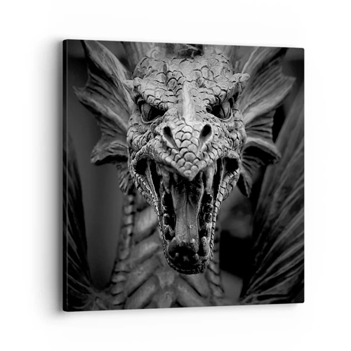 Tablou pe pânză - Dragon de basm în gri - 40x40 cm