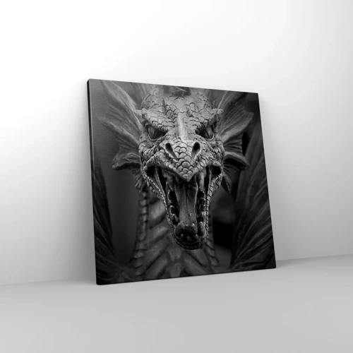 Tablou pe pânză - Dragon de basm în gri - 40x40 cm