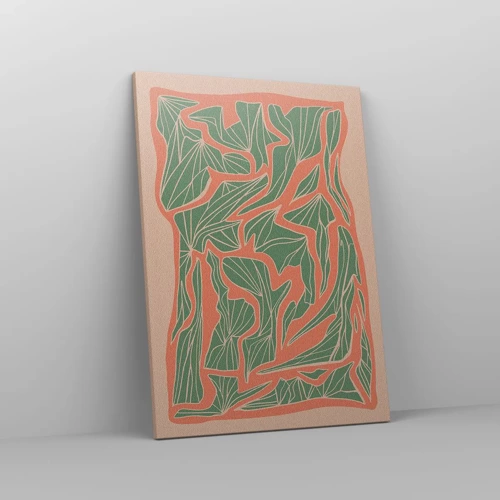 Tablou pe pânză - Lupta dintre coral și verde - 50x70 cm